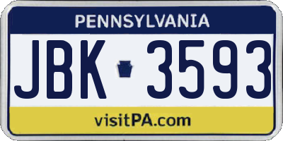 PA license plate JBK3593