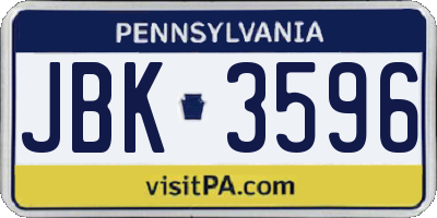 PA license plate JBK3596