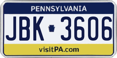 PA license plate JBK3606
