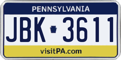 PA license plate JBK3611