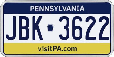 PA license plate JBK3622