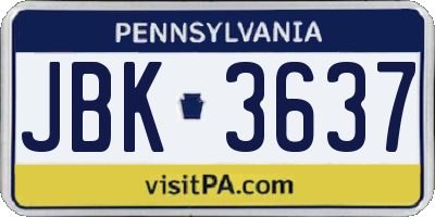 PA license plate JBK3637