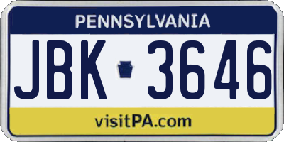 PA license plate JBK3646