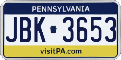 PA license plate JBK3653