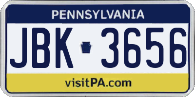 PA license plate JBK3656