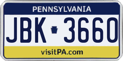 PA license plate JBK3660