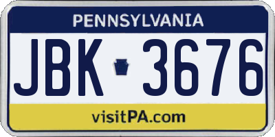 PA license plate JBK3676