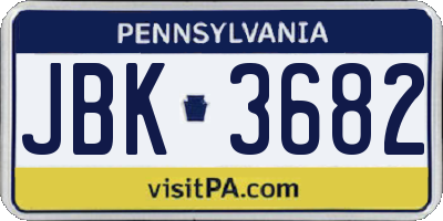 PA license plate JBK3682