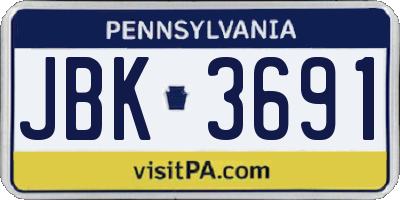 PA license plate JBK3691