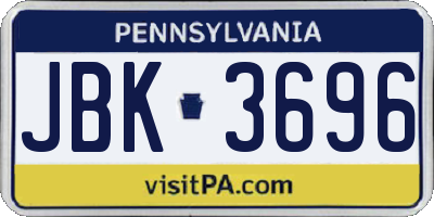 PA license plate JBK3696