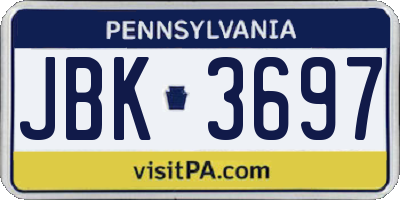 PA license plate JBK3697