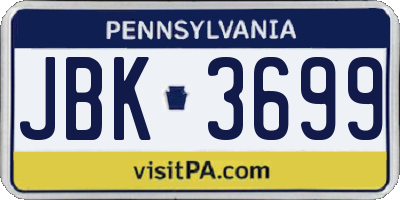 PA license plate JBK3699