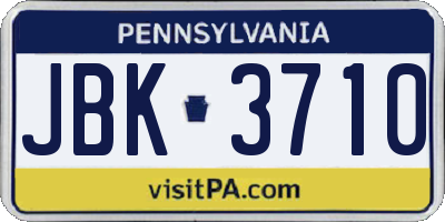 PA license plate JBK3710