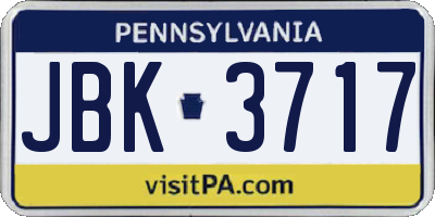 PA license plate JBK3717