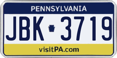 PA license plate JBK3719