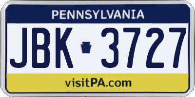 PA license plate JBK3727