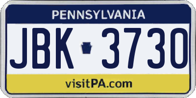 PA license plate JBK3730