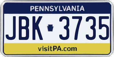 PA license plate JBK3735