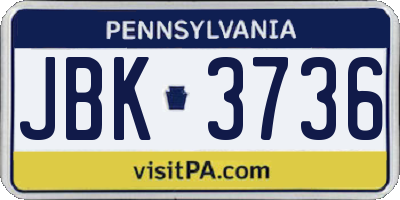 PA license plate JBK3736