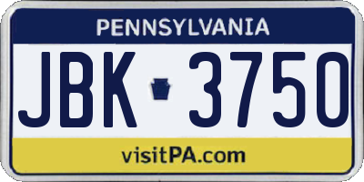 PA license plate JBK3750