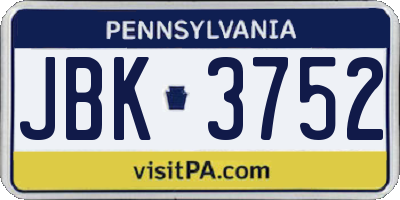 PA license plate JBK3752