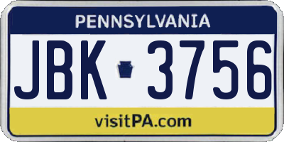 PA license plate JBK3756