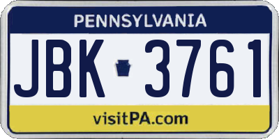 PA license plate JBK3761