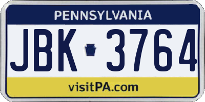 PA license plate JBK3764