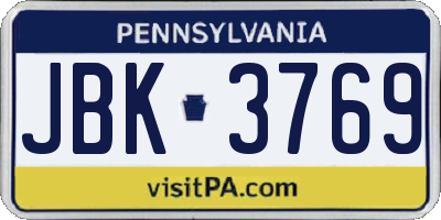 PA license plate JBK3769