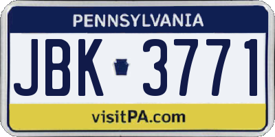 PA license plate JBK3771