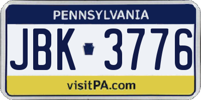 PA license plate JBK3776