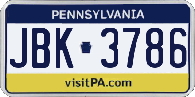 PA license plate JBK3786