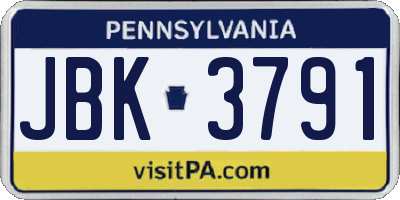 PA license plate JBK3791