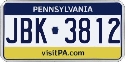 PA license plate JBK3812