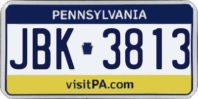 PA license plate JBK3813