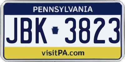 PA license plate JBK3823