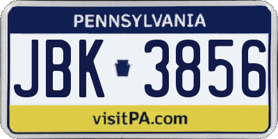 PA license plate JBK3856