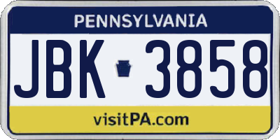 PA license plate JBK3858