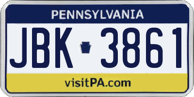 PA license plate JBK3861