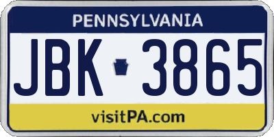 PA license plate JBK3865