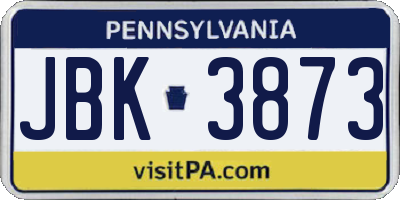 PA license plate JBK3873