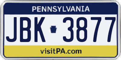 PA license plate JBK3877