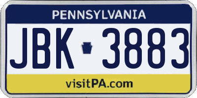 PA license plate JBK3883