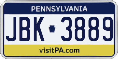 PA license plate JBK3889