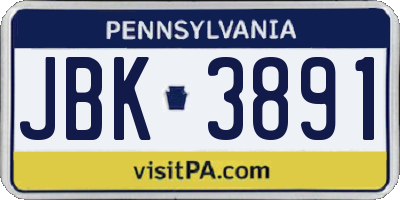 PA license plate JBK3891