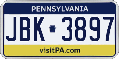 PA license plate JBK3897