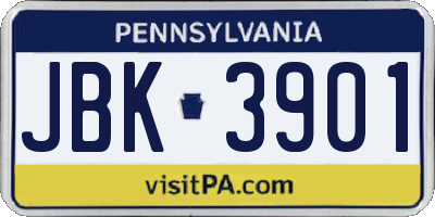 PA license plate JBK3901