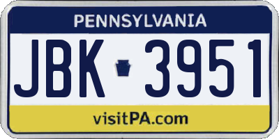PA license plate JBK3951
