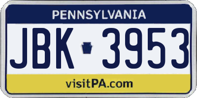 PA license plate JBK3953