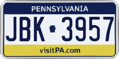 PA license plate JBK3957